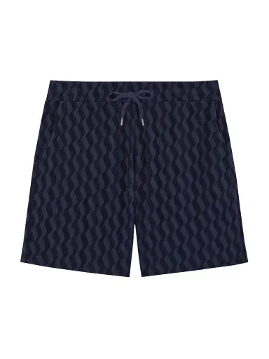 Frescobol Carioca Men's Augusto Listra Jacquard Terry Cotton Shorts - Midnight Blue | Thumbnail 1