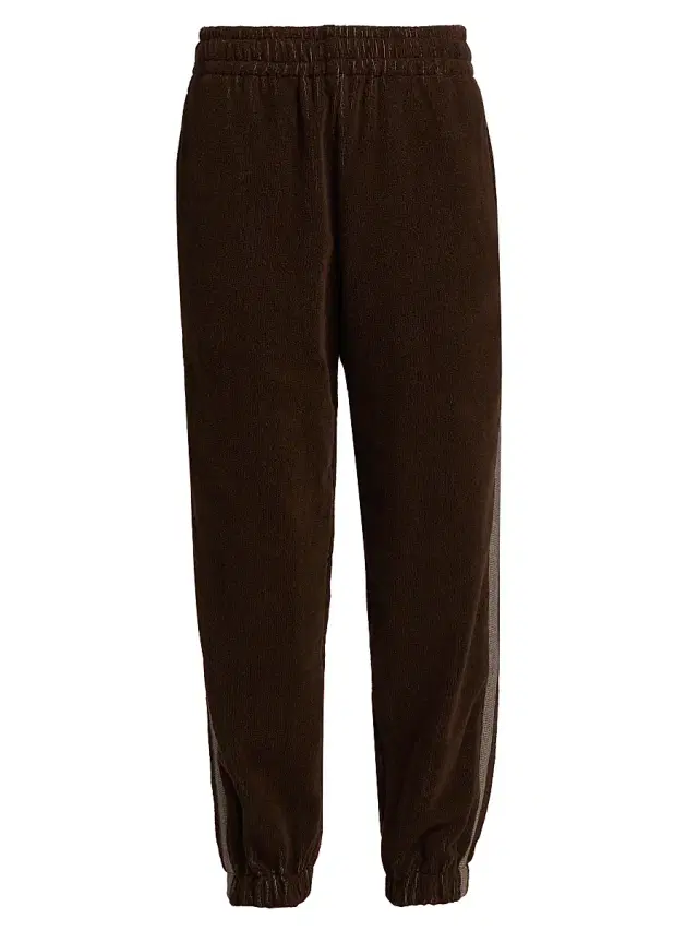 Women's Jacquard Cotton-Blend Terry Joggers - Brown