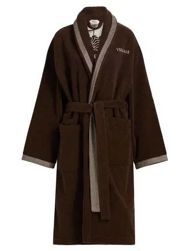 Versace Women's Medusa Jacquard Cotton Terry Bathrobe - Brown - Size XL | Thumbnail 1 Versace Women's Medusa Jacquard Cotton Terry Bathrobe - Brown - Size XL | Thumbnail 1