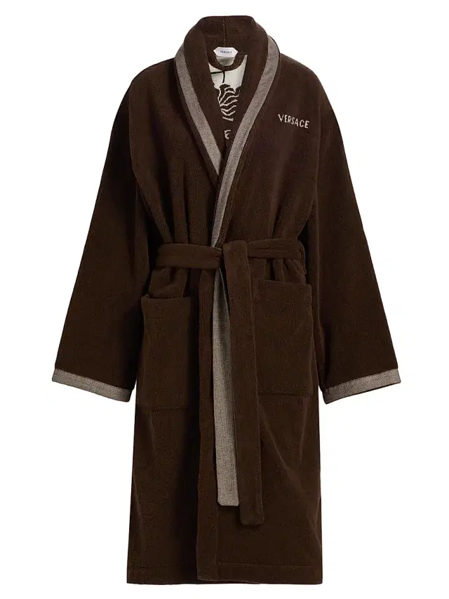 Versace Women's Medusa Jacquard Cotton Terry Bathrobe - Brown
