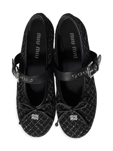 Miu Miu Women's Wool Ballerinas - Black - Size 11 | Thumbnail 3 Miu Miu Women's Wool Ballerinas - Black - Size 11 | Thumbnail 3