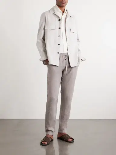 Thom Sweeney Straight-Leg Linen Drawstring Trousers - Men | Thumbnail 2 Thom Sweeney Straight-Leg Linen Drawstring Trousers - Men | Thumbnail 2