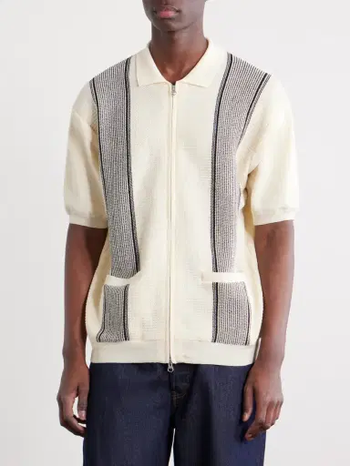 Beams Plus Striped Knitted Half-Zip Polo Shirt - Men | Thumbnail 3 Beams Plus Striped Knitted Half-Zip Polo Shirt - Men | Thumbnail 3