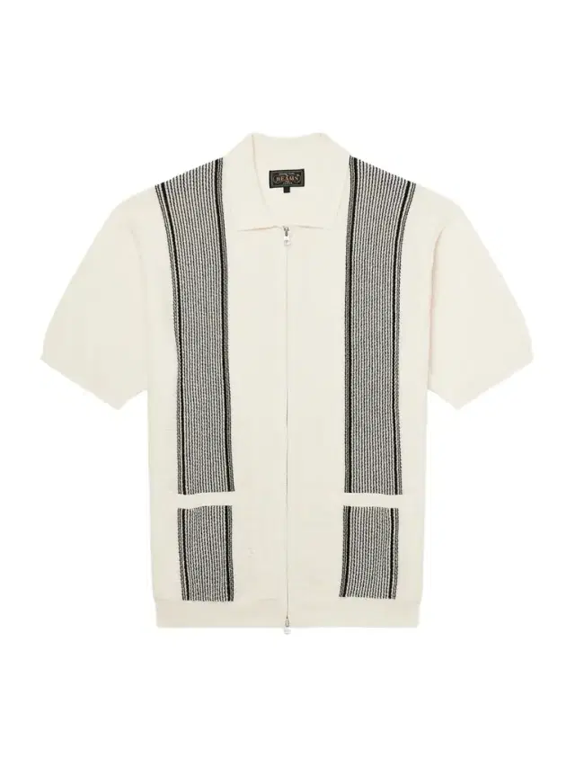 Striped Knitted Half-Zip Polo Shirt - Men