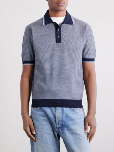 PIACENZA 1733 Honeycomb-Knit Cotton Polo Shirt - Men | Thumbnail 3
