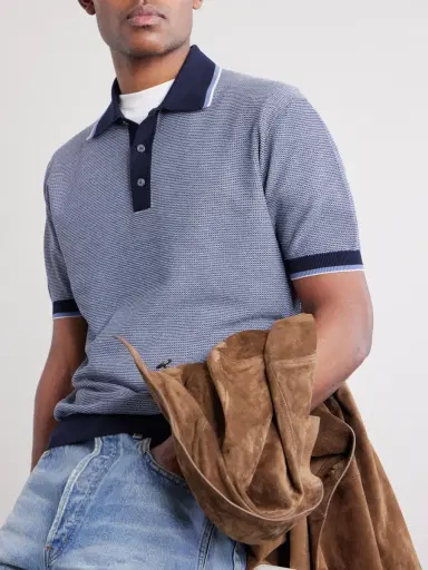 PIACENZA 1733 Honeycomb-Knit Cotton Polo Shirt - Men | Thumbnail 5