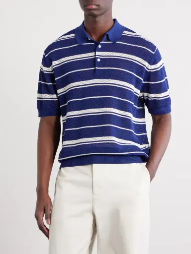 Beams Plus Striped Knitted Cotton Polo Shirt - Men | Thumbnail 3