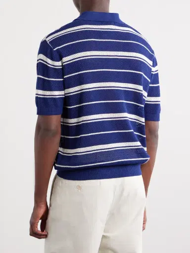Beams Plus Striped Knitted Cotton Polo Shirt - Men | Thumbnail 4