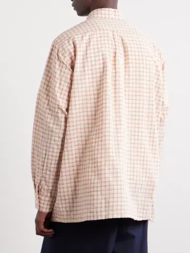 Beams Plus Button-Down Seersucker Checked Cotton and Linen-Blend Shirt - Men | Thumbnail 4