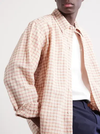 Beams Plus Button-Down Seersucker Checked Cotton and Linen-Blend Shirt - Men | Thumbnail 5