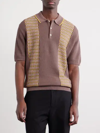 Beams Plus Jacquard-Knit Ramie and Cotton-Blend Polo Shirt - Men | Thumbnail 3 Beams Plus Jacquard-Knit Ramie and Cotton-Blend Polo Shirt - Men | Thumbnail 3