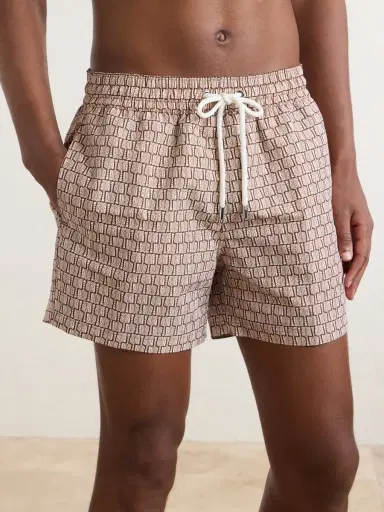Frescobol Carioca Straight-Leg Mid-Length Printed Recycled Swim Shorts - Men | Thumbnail 2