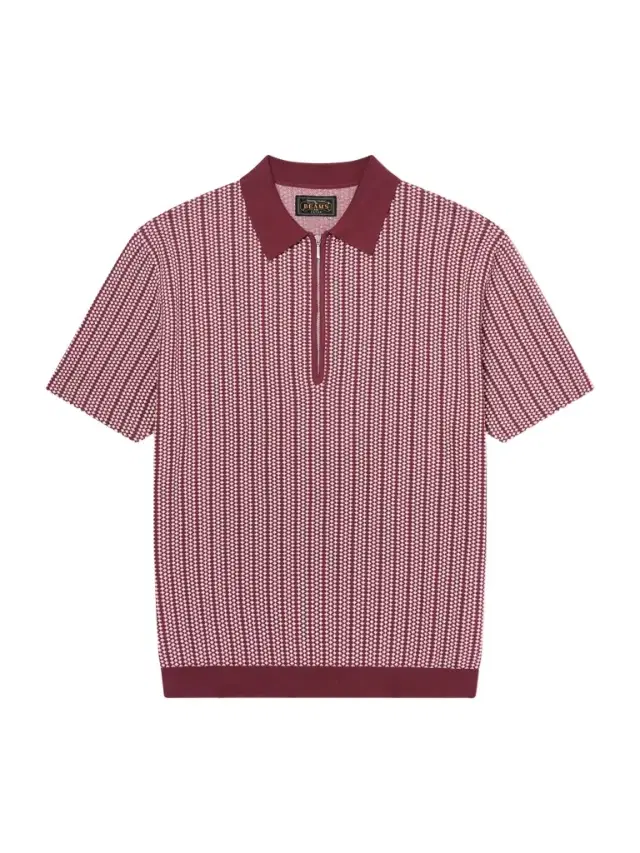 Beams Plus Jacquard-Knit Cotton Half-Zip Polo Shirt - Men