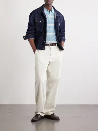 Beams Plus Striped Knitted Cotton Polo Shirt - Men | Thumbnail 2