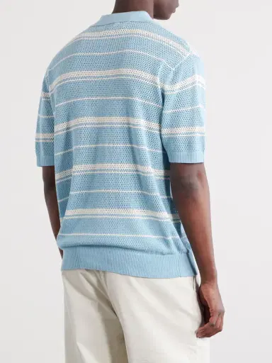 Beams Plus Striped Knitted Cotton Polo Shirt - Men | Thumbnail 4