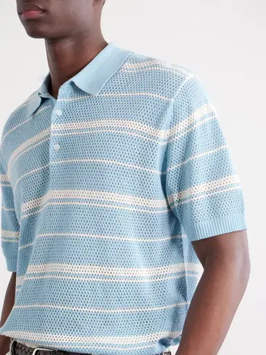Beams Plus Striped Knitted Cotton Polo Shirt - Men | Thumbnail 5