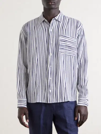 Orlebar Brown Grasmoor Striped Linen Shirt - Men | Thumbnail 3