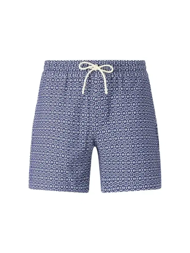 Abstract Tile Straight-Leg Cotton Shorts - Men