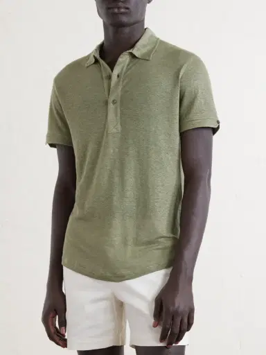 Orlebar Brown Sebastian Linen-Jersey Polo Shirt - Men | Thumbnail 3