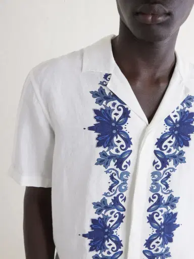 Orlebar Brown Maitan Mirabello Camp-Collar Printed Linen Shirt - Men | Thumbnail 5 Orlebar Brown Maitan Mirabello Camp-Collar Printed Linen Shirt - Men | Thumbnail 5