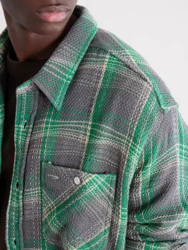 Beams Plus Checked Waffle-Knit Cotton Shirt - Men | Thumbnail 5