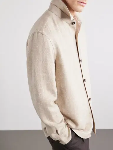 Zegna Cashmere, Linen and Silk-Blend Overshirt - Men | Thumbnail 6