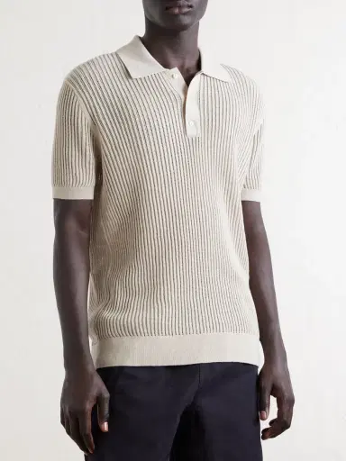 Frescobol Carioca Vidal Ribbed Cotton and Linen-Blend Polo Shirt - Men | Thumbnail 3 Frescobol Carioca Vidal Ribbed Cotton and Linen-Blend Polo Shirt - Men | Thumbnail 3