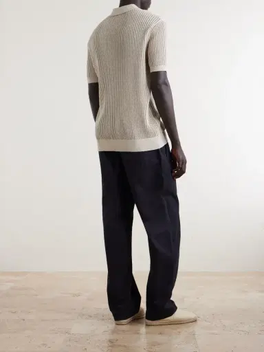 Frescobol Carioca Vidal Ribbed Cotton and Linen-Blend Polo Shirt - Men | Thumbnail 4 Frescobol Carioca Vidal Ribbed Cotton and Linen-Blend Polo Shirt - Men | Thumbnail 4