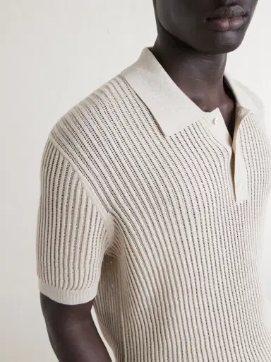 Frescobol Carioca Vidal Ribbed Cotton and Linen-Blend Polo Shirt - Men | Thumbnail 5 Frescobol Carioca Vidal Ribbed Cotton and Linen-Blend Polo Shirt - Men | Thumbnail 5