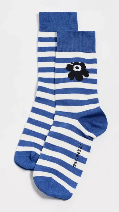 Marimekko Kasvaa Tasaraita Unikko One Socks Blue/Off White/Black 37-39 | Thumbnail 2