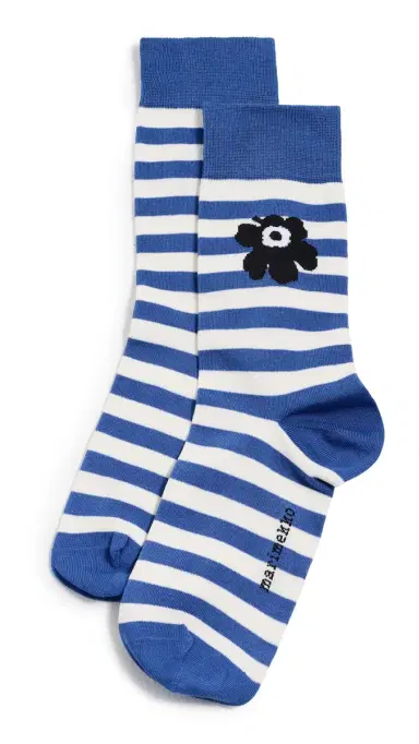 Marimekko Kasvaa Tasaraita Unikko One Socks Blue/Off White/Black 37-39 | Thumbnail 4