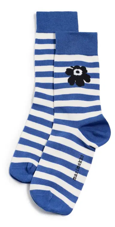 Marimekko Kasvaa Tasaraita Unikko One Socks Blue/Off White/Black 37-39 | Thumbnail 1