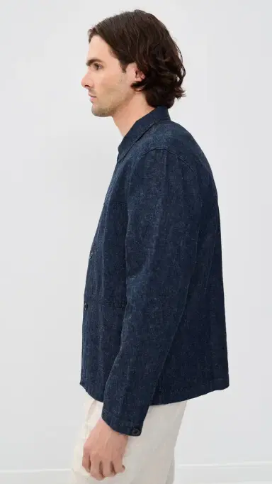 Knickerbocker Mafra Denim Cotton and Linen Overshirt Indigo M | Thumbnail 4 Knickerbocker Mafra Denim Cotton and Linen Overshirt Indigo M | Thumbnail 4