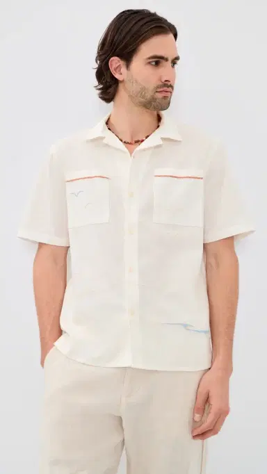 Wax London Summer Applique Didcot Shirt Ecru | Thumbnail 2