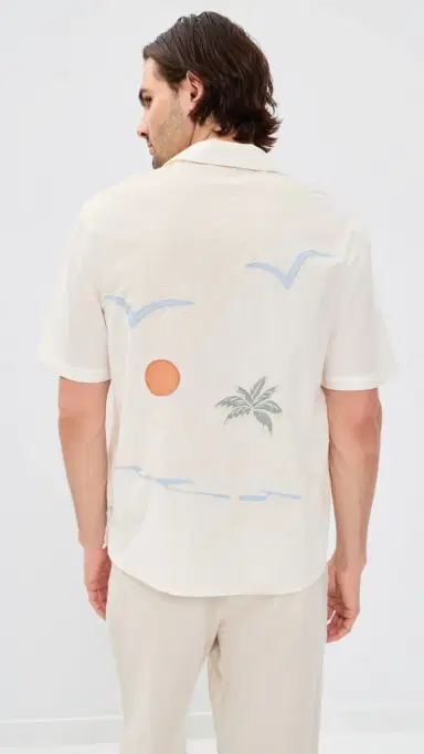 Wax London Summer Applique Didcot Shirt Ecru | Thumbnail 3