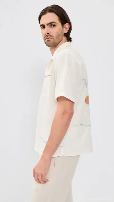Wax London Summer Applique Didcot Shirt Ecru | Thumbnail 4