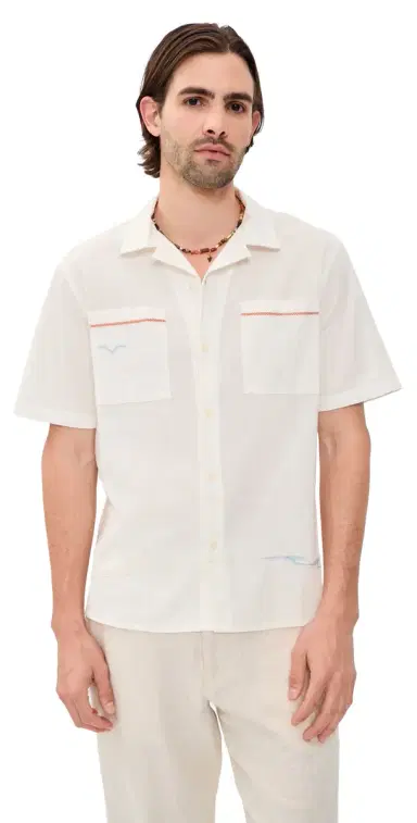 Wax London Summer Applique Didcot Shirt Ecru | Thumbnail 1