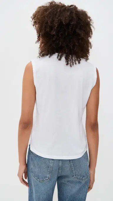 perfectwhitetee Margot Cotton Sleeveless V Neck Tee White | Thumbnail 3 perfectwhitetee Margot Cotton Sleeveless V Neck Tee White | Thumbnail 3