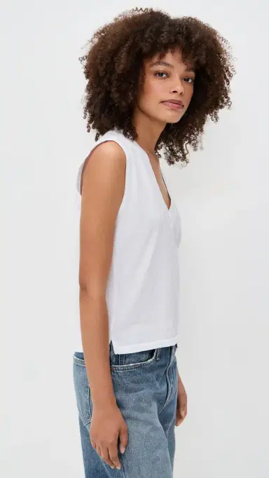 perfectwhitetee Margot Cotton Sleeveless V Neck Tee White | Thumbnail 4 perfectwhitetee Margot Cotton Sleeveless V Neck Tee White | Thumbnail 4