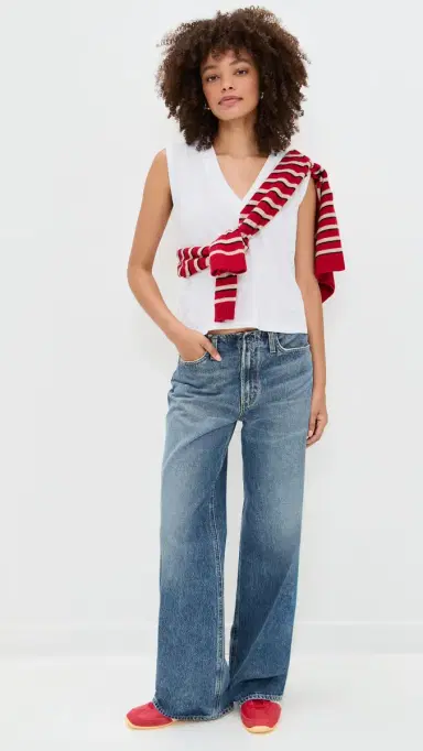 perfectwhitetee Margot Cotton Sleeveless V Neck Tee White | Thumbnail 5 perfectwhitetee Margot Cotton Sleeveless V Neck Tee White | Thumbnail 5