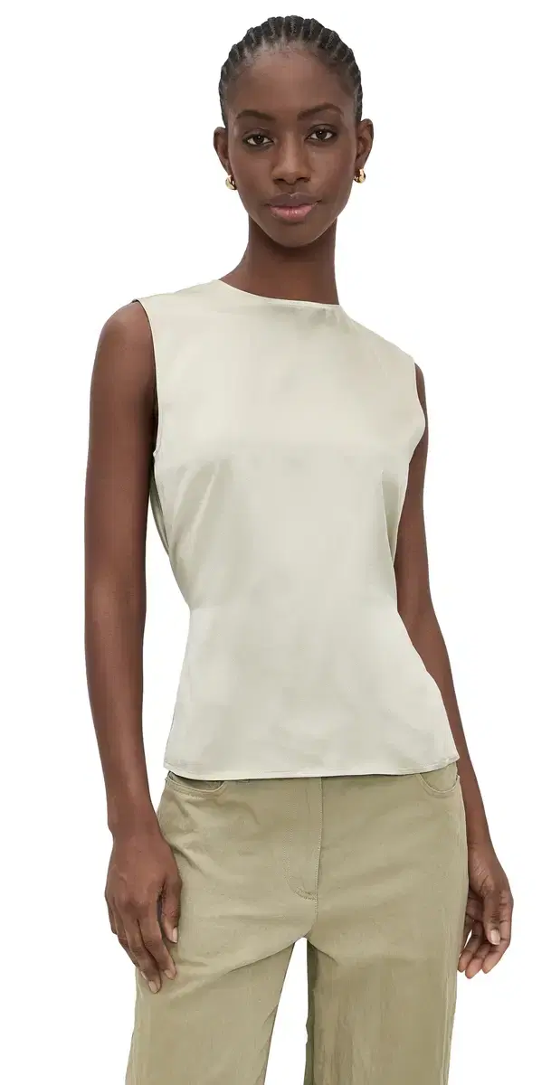 Silk Scarf Draped Top Green Tea