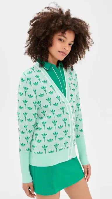 Adidas Golf Originals All Over Cardigan White/Clear Mint | Thumbnail 4 Adidas Golf Originals All Over Cardigan White/Clear Mint | Thumbnail 4