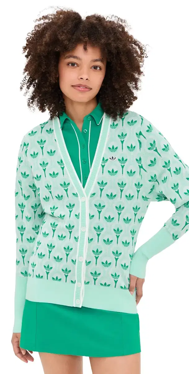 Adidas Golf Originals All Over Cardigan White/Clear Mint