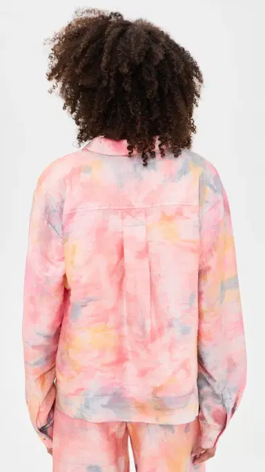 Coniglio Palm Beach Mirasol Silk Dupioni Blouse Tropical Storm Hand Dye One Size | Thumbnail 3
