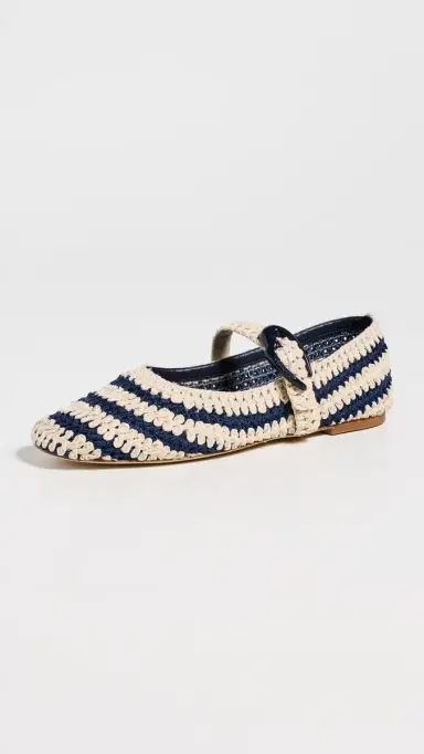 Larroudé Verona Crochet Flats Navy and Ivory Crochet 5 | Thumbnail 2 Larroudé Verona Crochet Flats Navy and Ivory Crochet 5 | Thumbnail 2