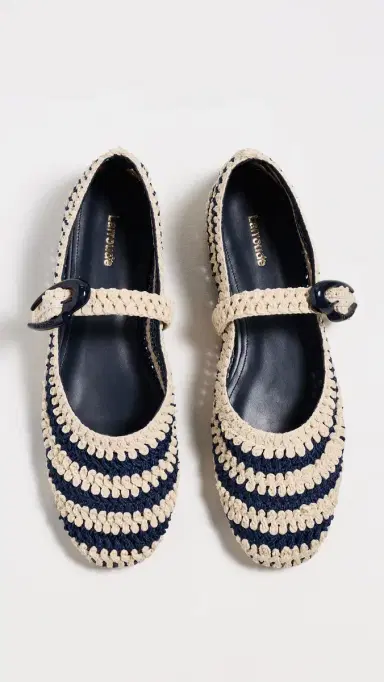 Larroudé Verona Crochet Flats Navy and Ivory Crochet 5 | Thumbnail 5 Larroudé Verona Crochet Flats Navy and Ivory Crochet 5 | Thumbnail 5