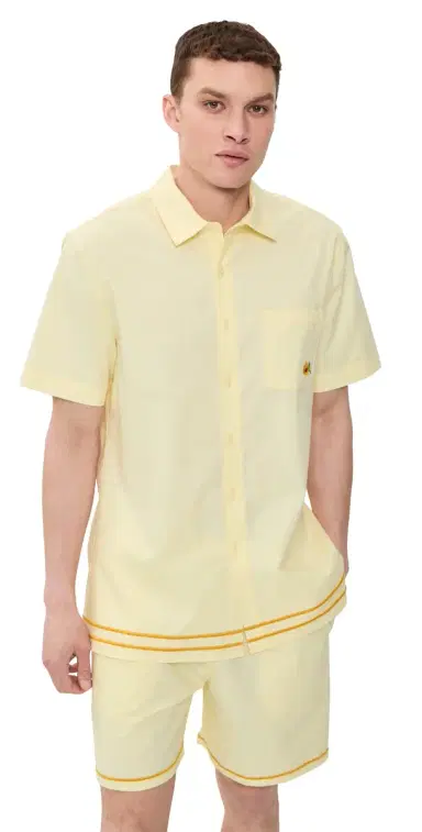 Fanm Mon Efe Embroidered inen Camp Shirt ight Yellow | Thumbnail 1 Fanm Mon Efe Embroidered inen Camp Shirt ight Yellow | Thumbnail 1