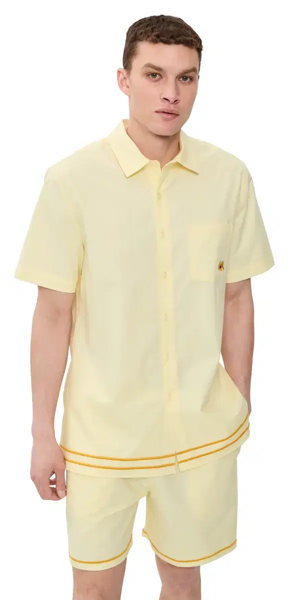Fanm Mon Efe Embroidered inen Camp Shirt ight Yellow