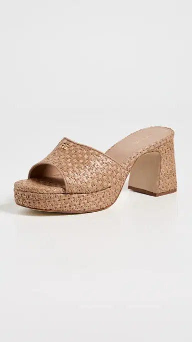 Larroudé Dolly Low Mules Natural and Beige Raffia 9 | Thumbnail 2