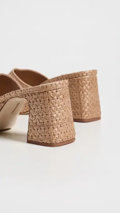 Larroudé Dolly Low Mules Natural and Beige Raffia 9 | Thumbnail 4
